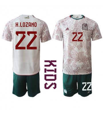 Mexiko Hirving Lozano #22 Borta Kläder Barn VM 2022 Kortärmad (+ Korta byxor)